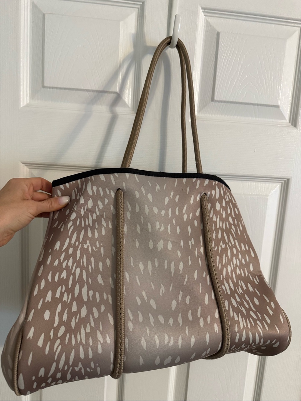 Neoprene taupe tote bag